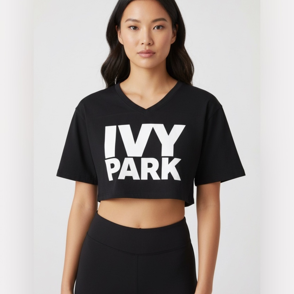 IVY Park Logo Front Crop Top in Black. Size XS-S